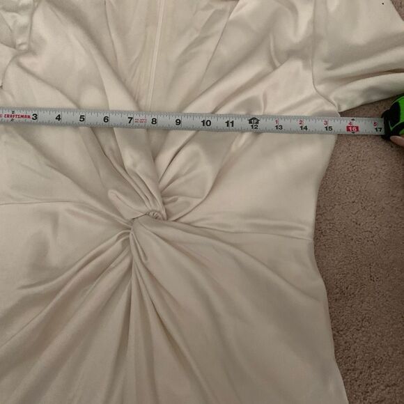 NWT Anthropologie BHLDN Maya Long-Sleeve Twist Satin Mini Dress Ivory - Picture 12 of 16